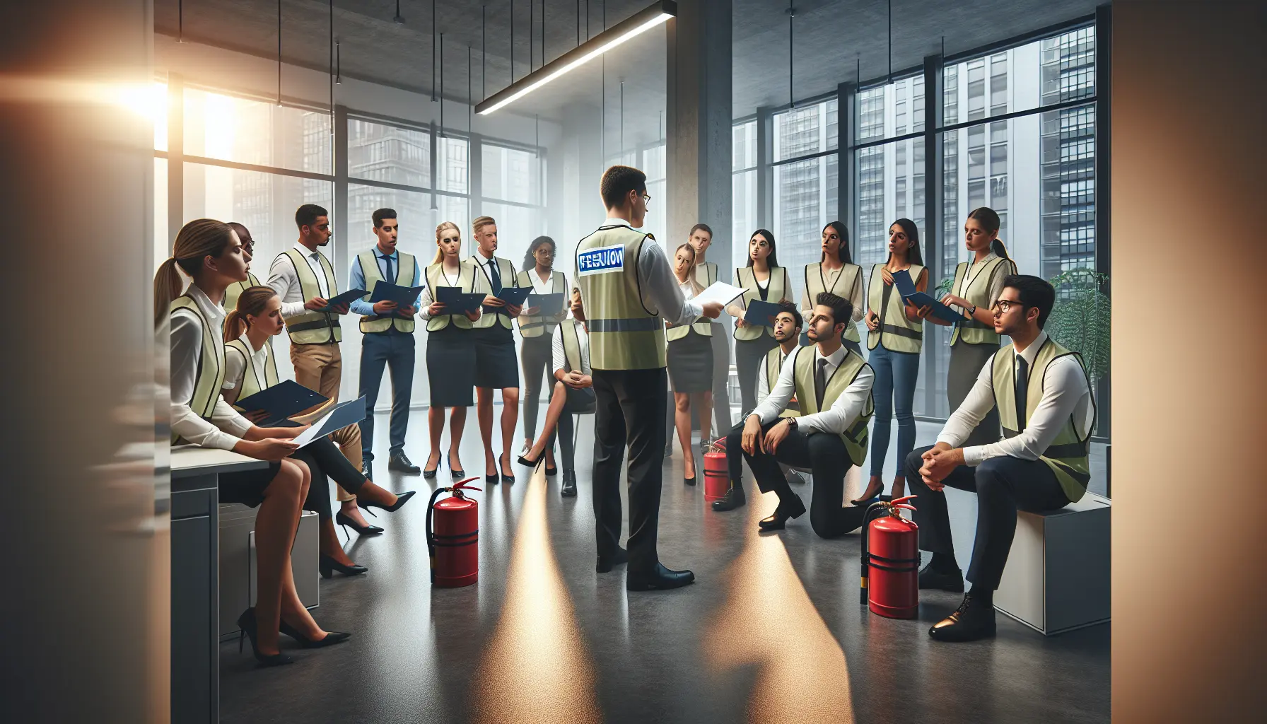 Teammeeting zur Sicherheitsunterweisung in modernem Büro