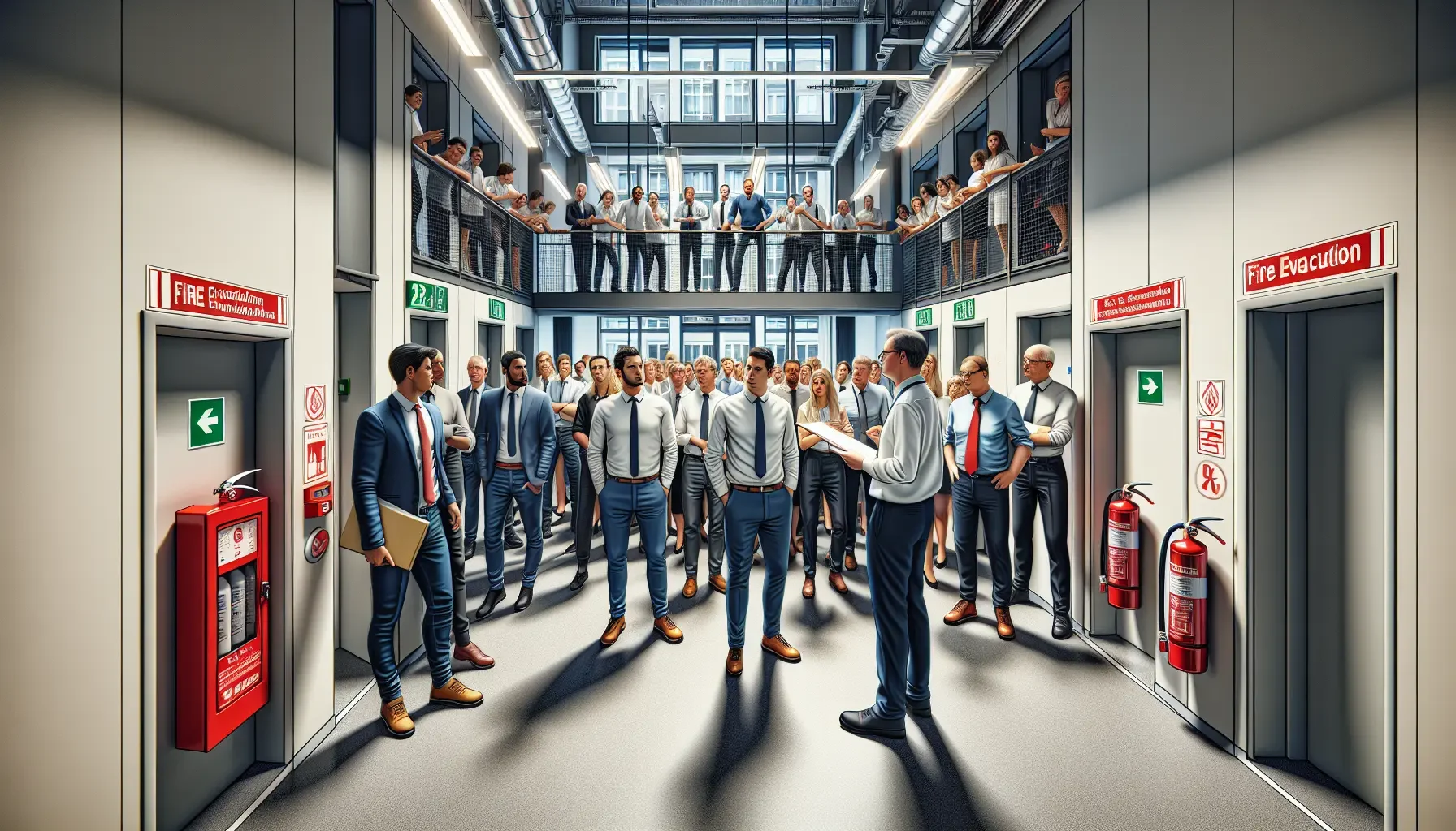Menschen in einem modernen Büro während einer Besprechung über Brandschutz
