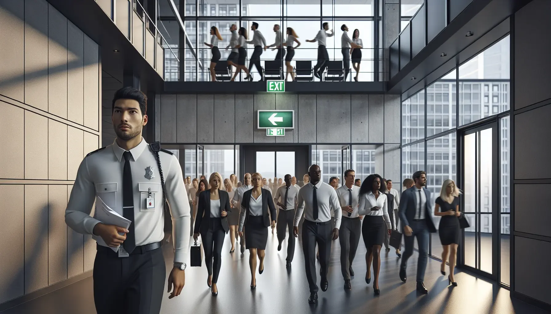 Menschen in Business-Kleidung im modernen Bürogebäude